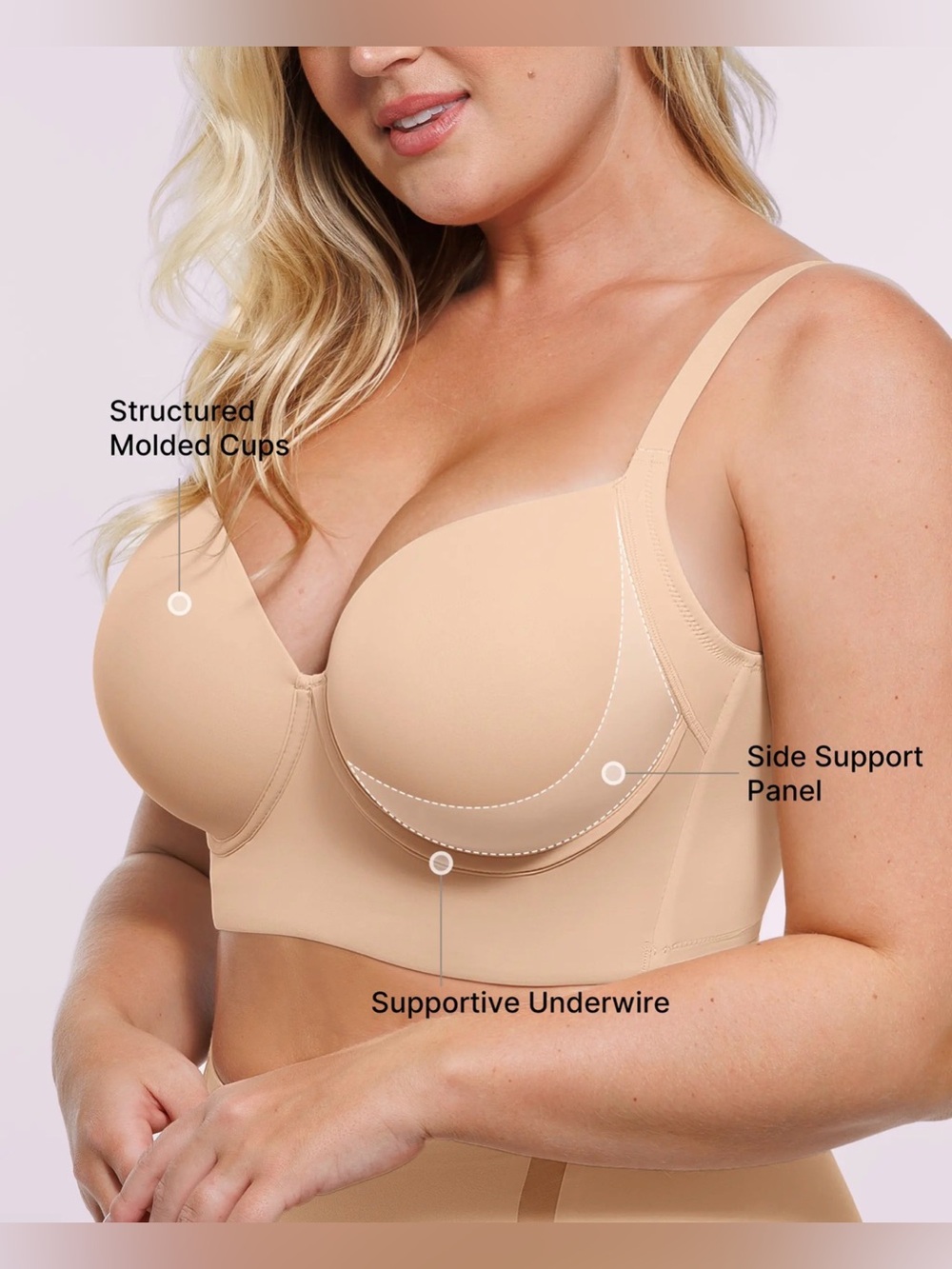SHAPELLX Bare Essentials™ AirSlim® Back Smoothing Underwire Push-Up Bra - Picture 2 of 8